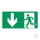 Nødutgang m/pil ned - etterlysende skilt