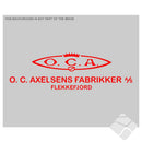 O.C.Axelsens fabrikker AS rygglogo, rød