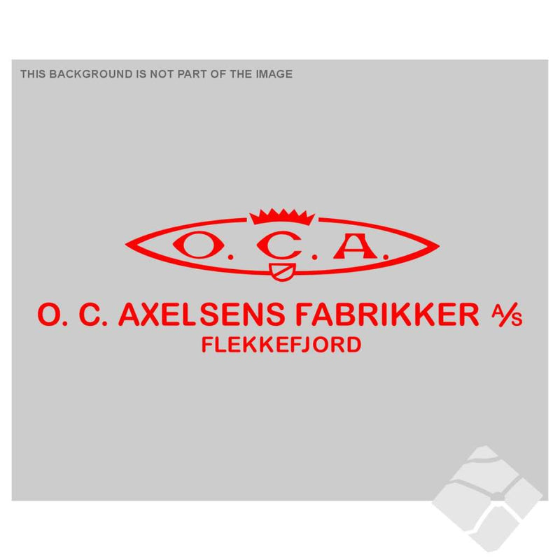 O.C.Axelsens fabrikker AS rygglogo, rød