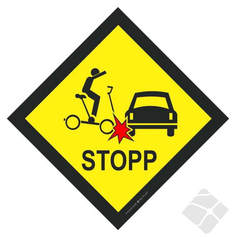 Overgang STOPP med gul bakgrunn