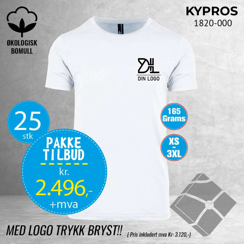 25 stk Fashion t-skjorte - Kypros, hvit