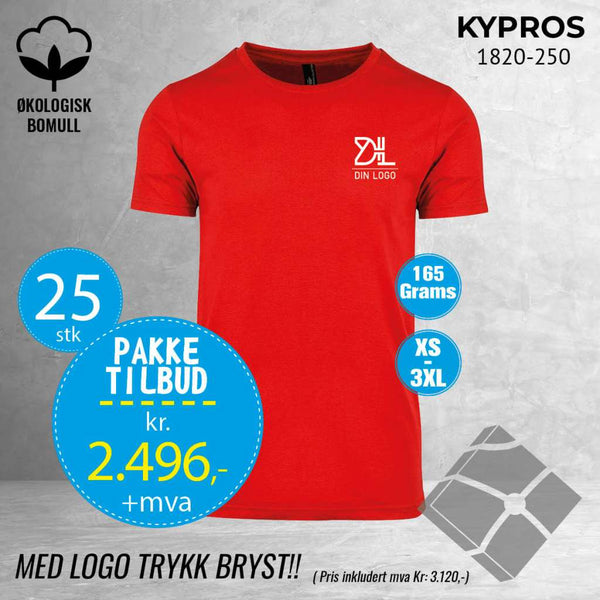 25 stk Fashion t-skjorte - Kypros, rød