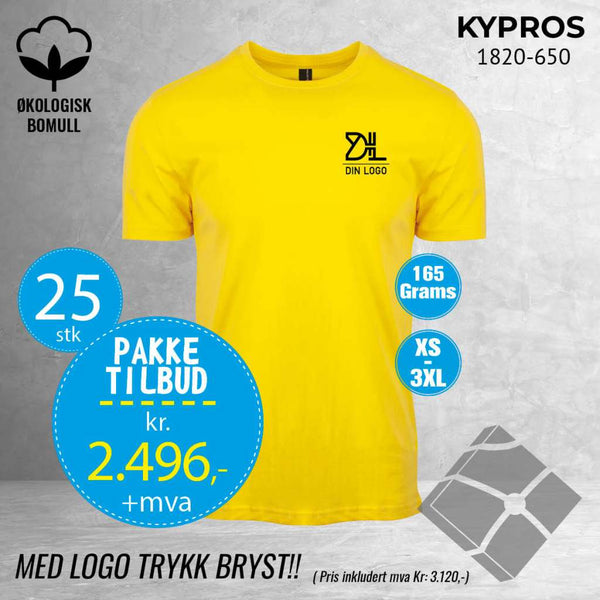 25 stk Fashion t-skjorte - Kypros, gul