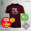 25 stk T-skjorte m/stor brystlogo, vinrød