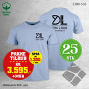 25 stk T-skjorte m/bryst & rygglogo, lys blå