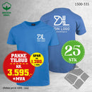 25 stk T-skjorte m/bryst & rygglogo, azurblå