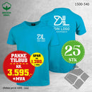 25 stk T-skjorte m/bryst & rygglogo, turkis