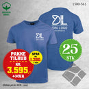 25 stk T-skjorte m/bryst & rygglogo, kornblåmelert