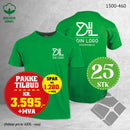 25 stk T-skjorte m/bryst & rygglogo, kellygrønn