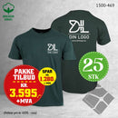 25 stk T-skjorte m/bryst & rygglogo, sjøgrønn