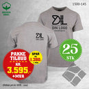 25 stk T-skjorte m/bryst & rygglogo, gråmelert