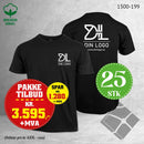 25 stk T-skjorte m/bryst & rygglogo, sort