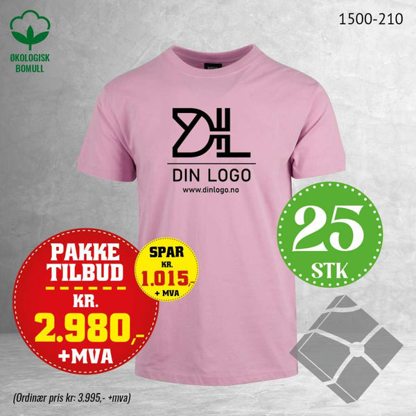 25 stk T-skjorte m/stor brystlogo, rosa