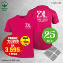 25 stk T-skjorte m/bryst & rygglogo, raspberry