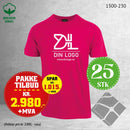 25 stk T-skjorte m/stor brystlogo, raspberry