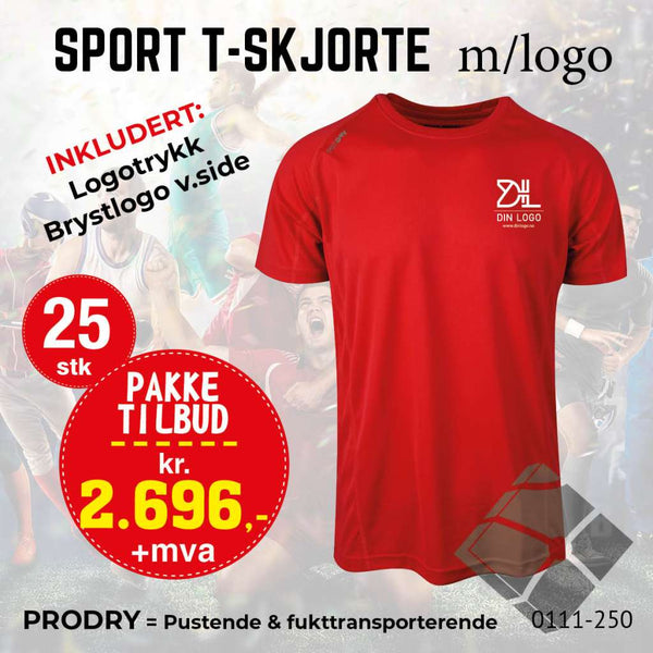 25 stk Sport T-skjorte m/brystlogo, rød