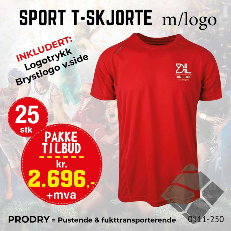 25 stk Sport T-skjorte m/brystlogo, rød