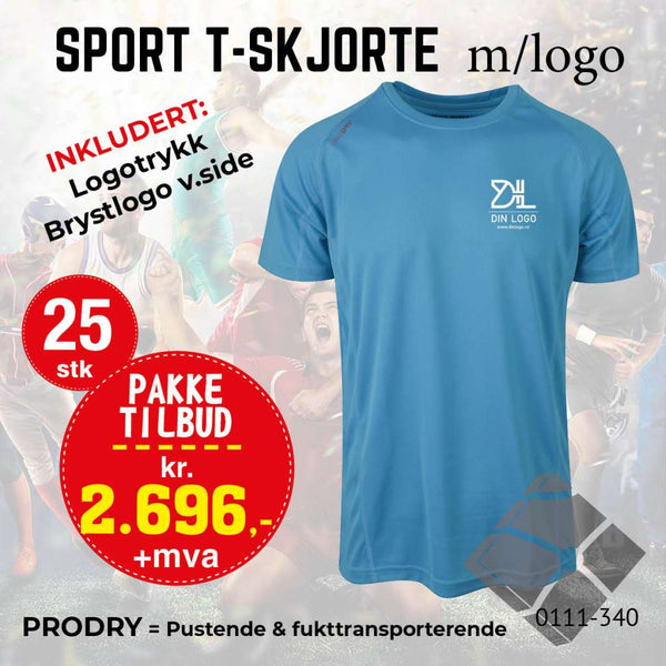 25 stk Sport T-skjorte m/brystlogo, turkis