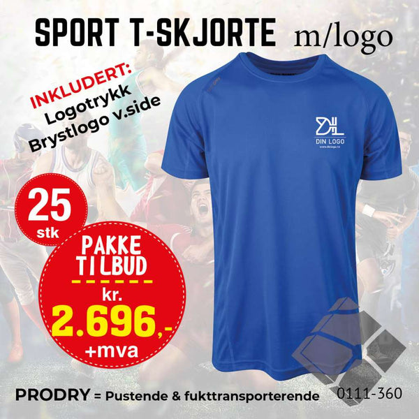 25 stk Sport T-skjorte m/brystlogo, kornblå