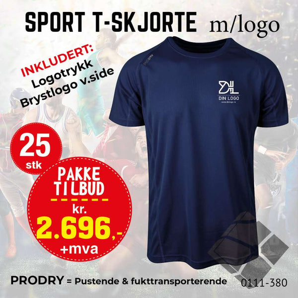 25 stk Sport T-skjorte m/brystlogo, marine