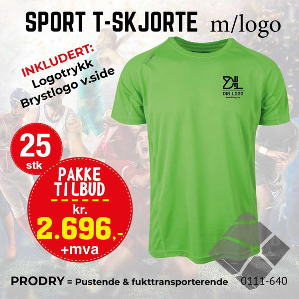 25 stk Sport T-skjorte m/brystlogo, grønn