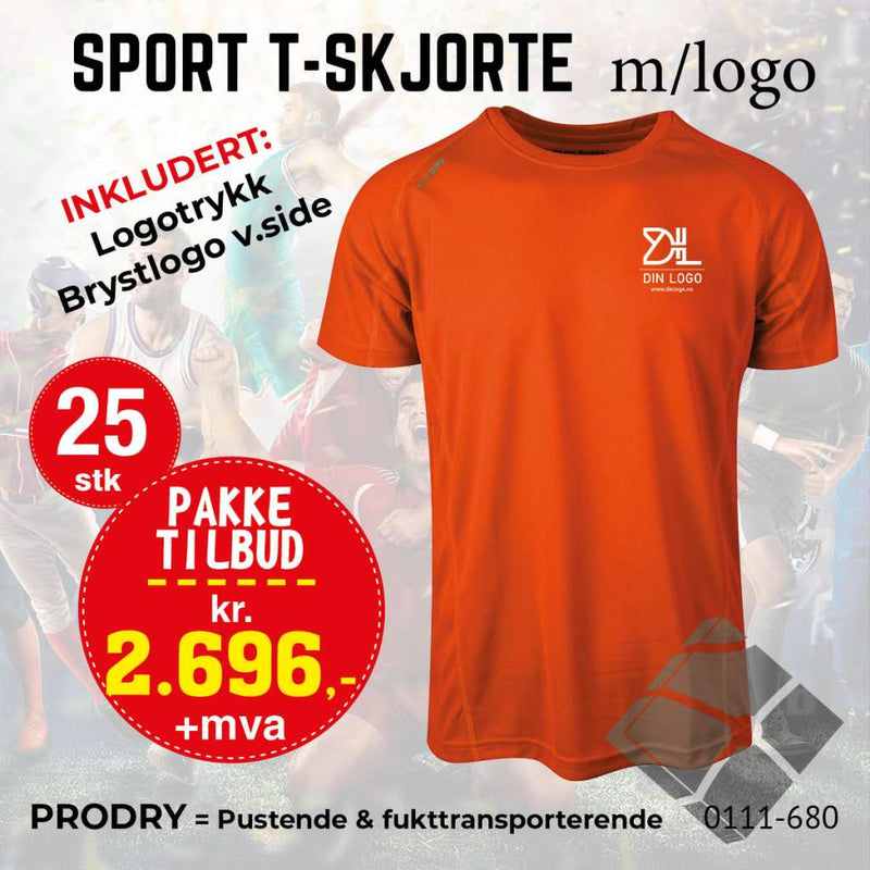 25 stk Sport T-skjorte m/brystlogo, orange