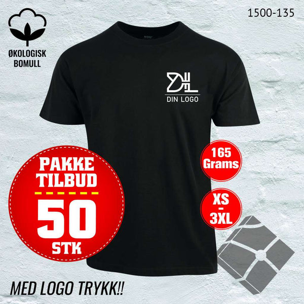 50 stk T-skjorte med brystlogo, stålgrå