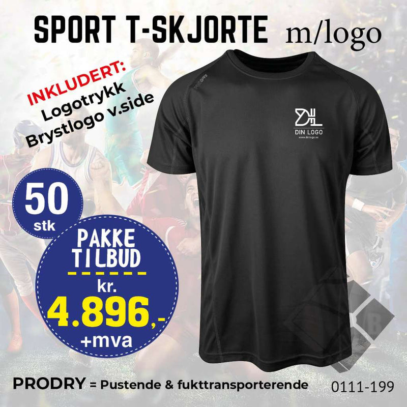 50 stk Sport T-skjorte m/brystlogo, sort