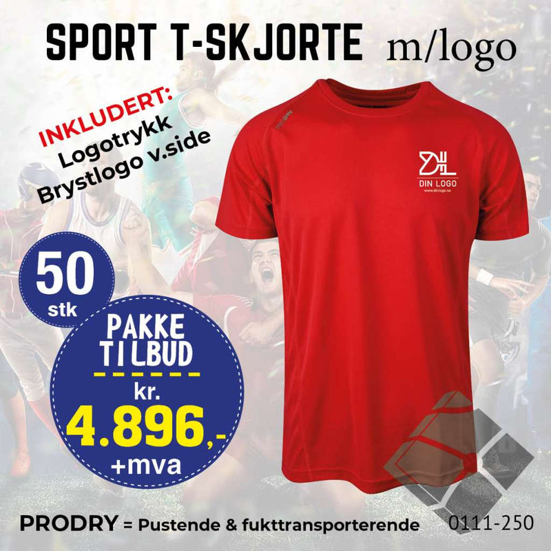 50 stk Sport T-skjorte m/brystlogo, rød