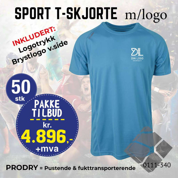 50 stk Sport T-skjorte m/brystlogo, turkis