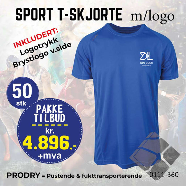 50 stk Sport T-skjorte m/brystlogo, kornblå