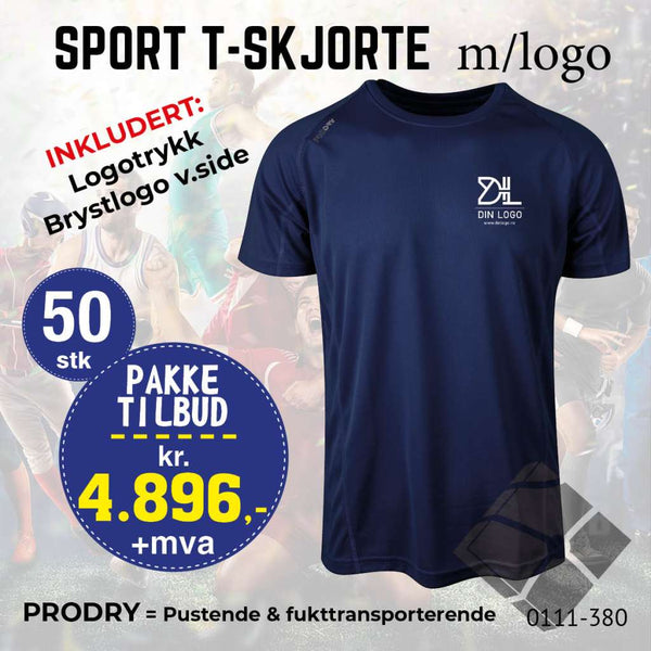 50 stk Sport T-skjorte m/brystlogo, marine