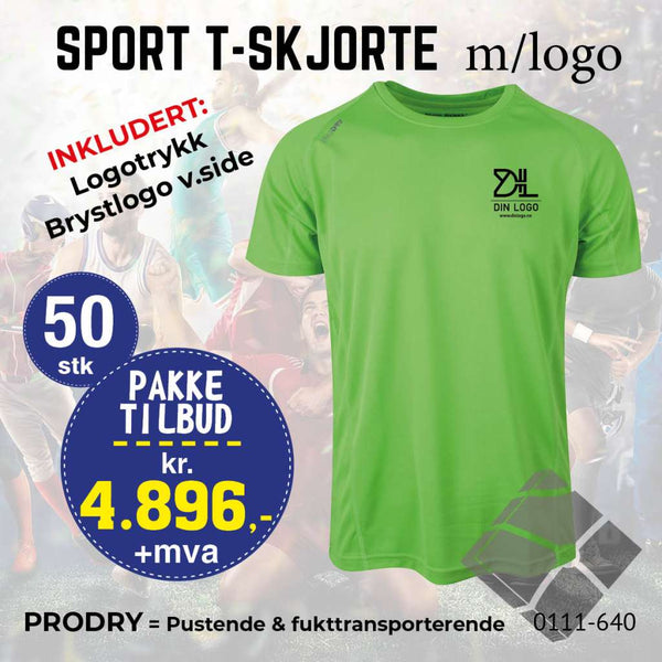 50 stk Sport T-skjorte m/brystlogo, grønn