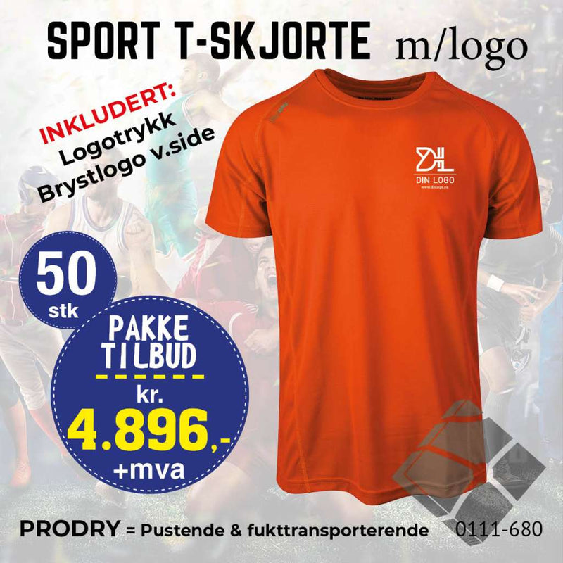 50 stk Sport T-skjorte m/brystlogo, orange