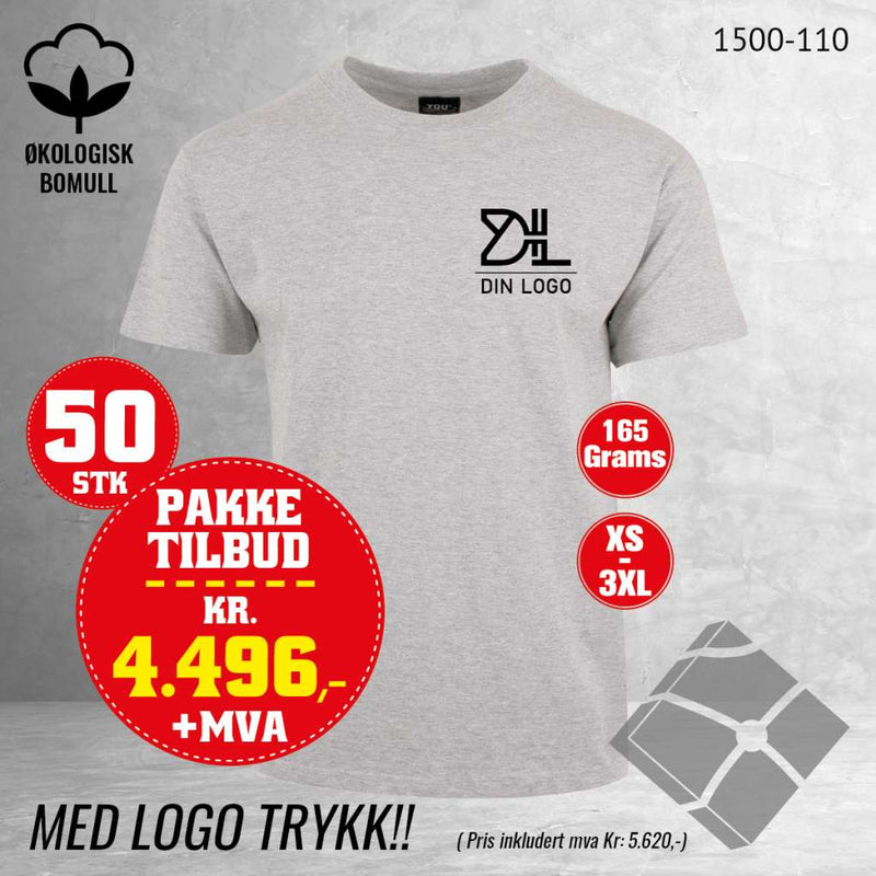 50 stk T-skjorte med brystlogo, aske