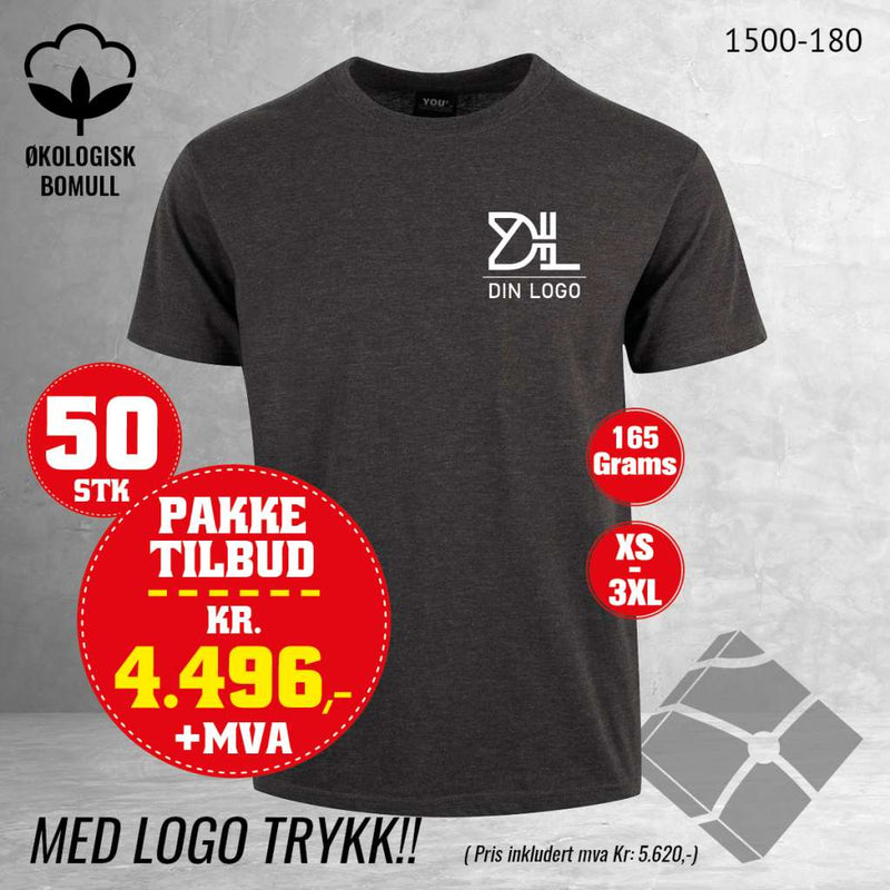 50 stk T-skjorte med brystlogo, koksgrå