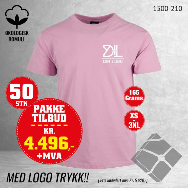 50 stk T-skjorte med brystlogo, rosa