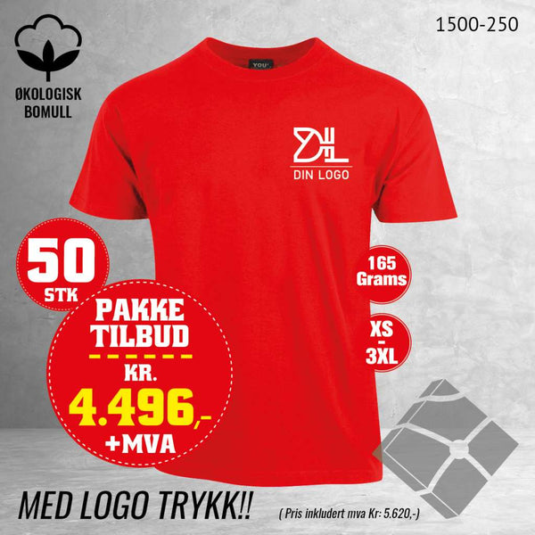 50 stk T-skjorte med brystlogo, rød