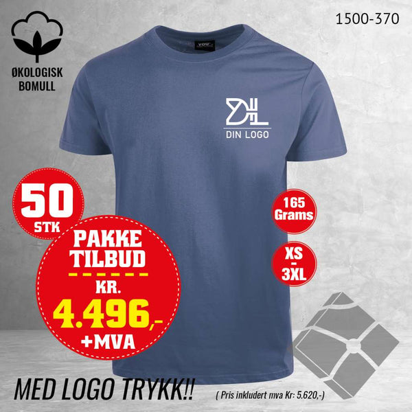 50 stk T-skjorte med brystlogo, indigo