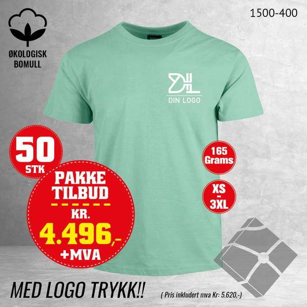 50 stk T-skjorte med brystlogo, mint