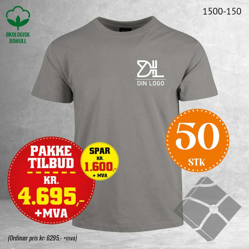 50 stk T-skjorte med brystlogo, grå