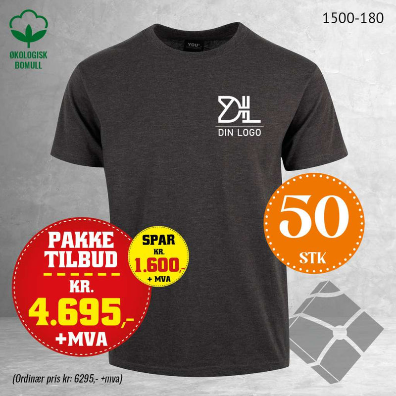 50 stk T-skjorte med brystlogo, koksgrå