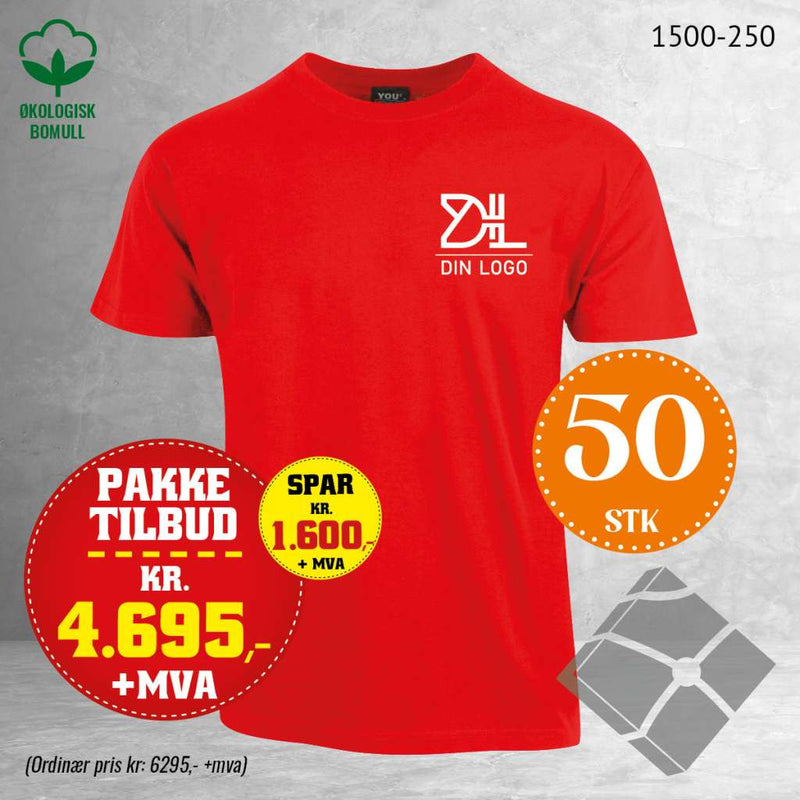 50 stk T-skjorte med brystlogo, rød