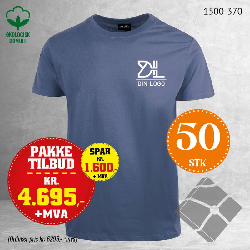50 stk T-skjorte med brystlogo, indigo