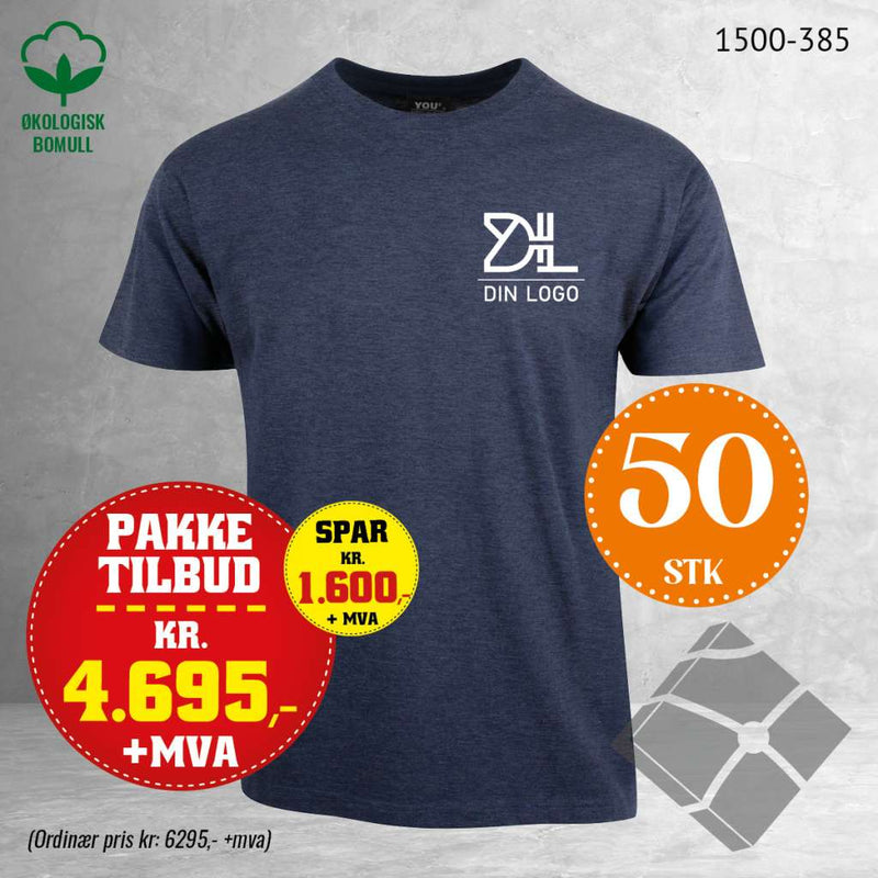 50 stk T-skjorte med brystlogo, marinemelert