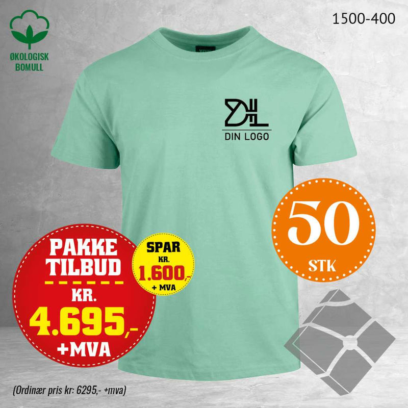 50 stk T-skjorte med brystlogo, mint