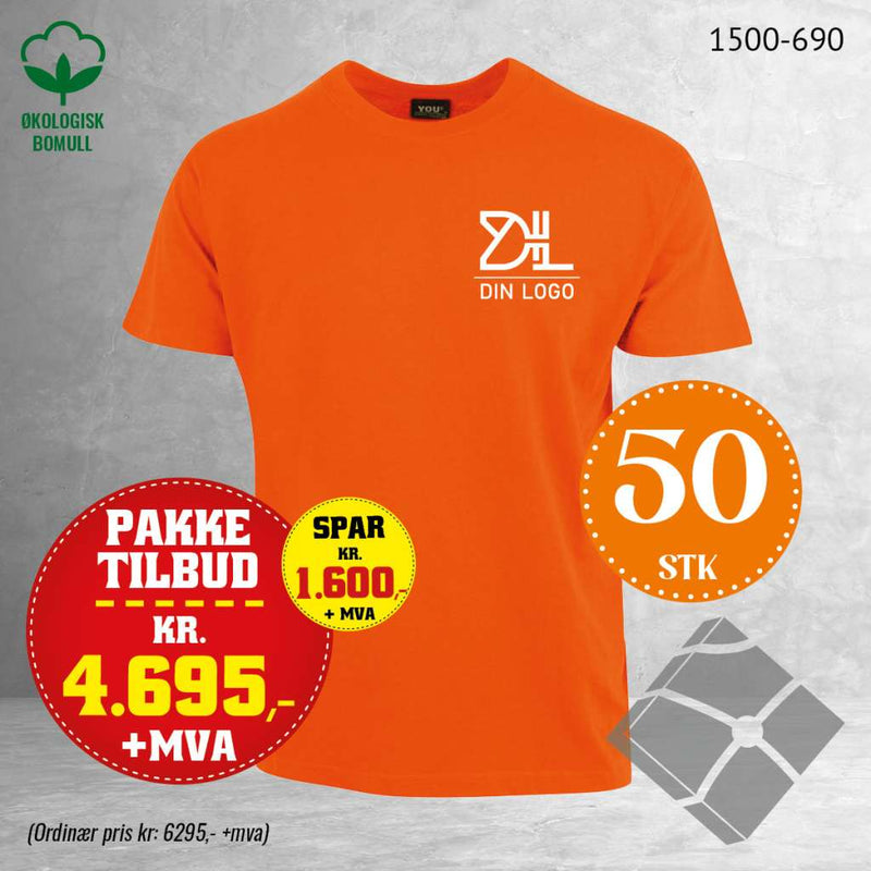 50 stk T-skjorte med brystlogo, orange
