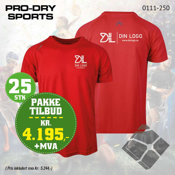25 stk Sport T-skjorte m/bryst & rygglogo, rød