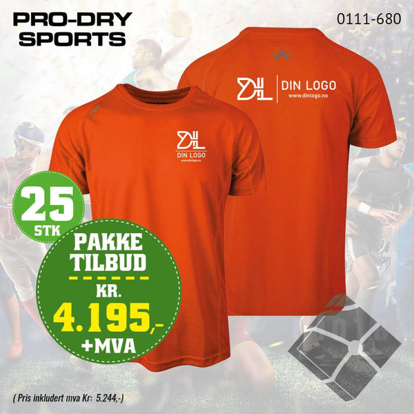 25 stk Sport T-skjorte m/bryst & rygglogo, orange