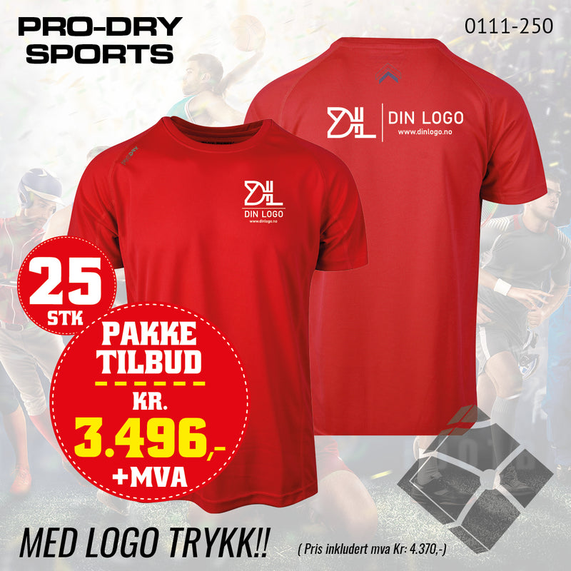 25 stk Sport T-skjorte m/2 logo trykk, rød